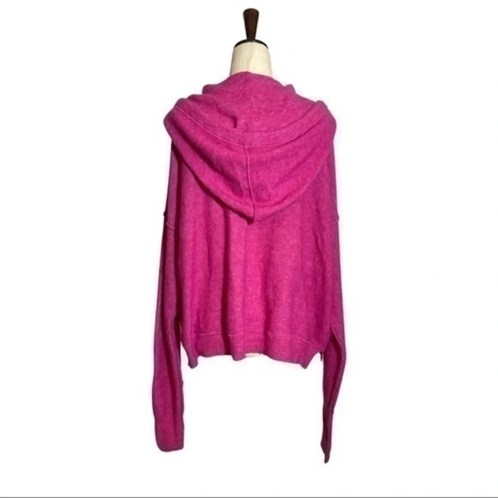 Free People • Praline Cozy Hooded Boxy Henley Sweater Pink L